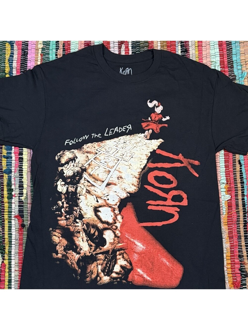 Korn Follow the Leader T-Shirt Medium Nu Metal 90s Band Tee NWOT Black